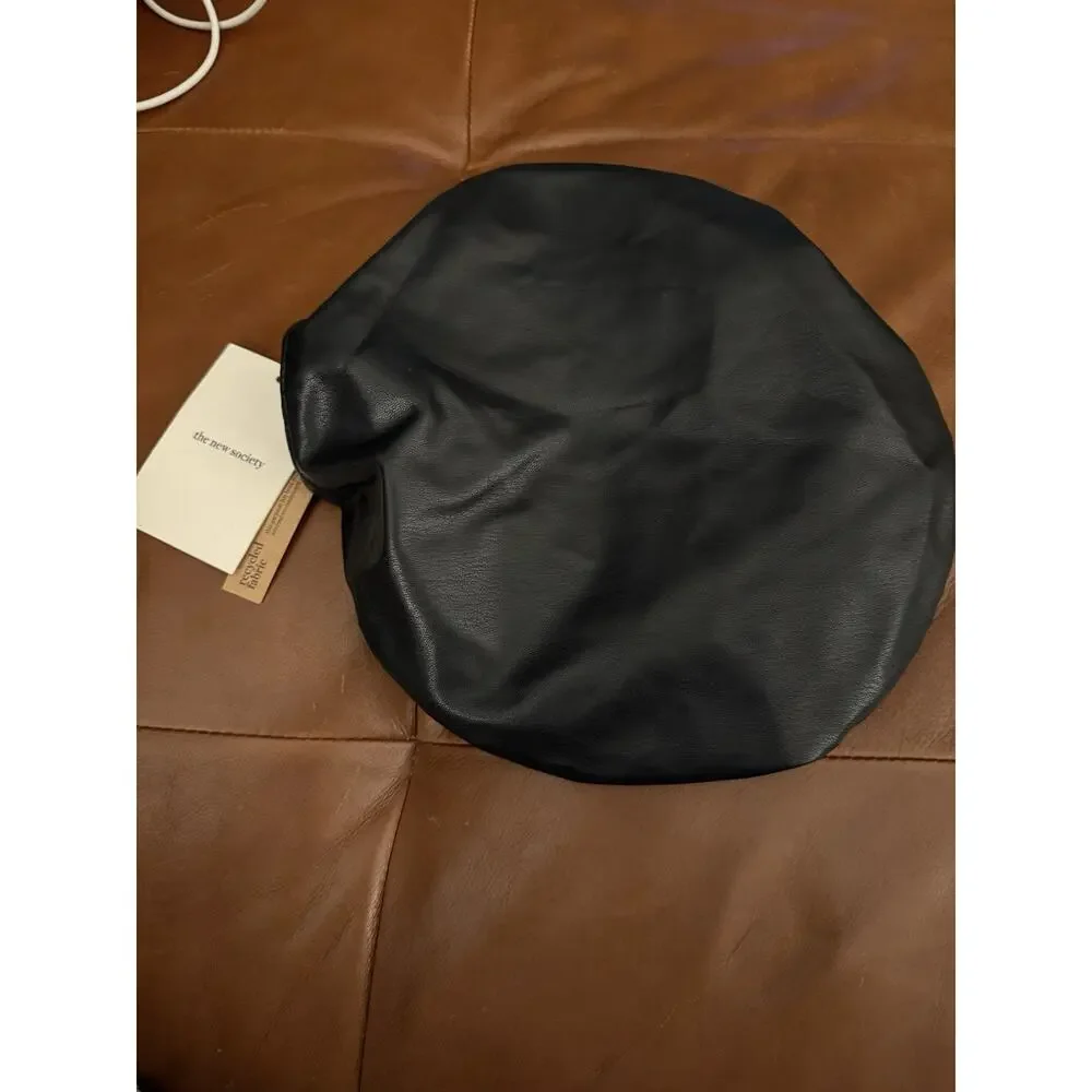 NWT The New Society Faux Leather Beret Black L